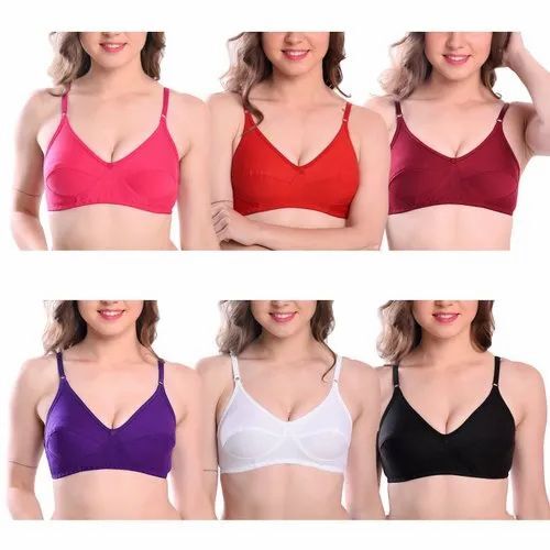 Women Multi Color Plain Cotton Bra
