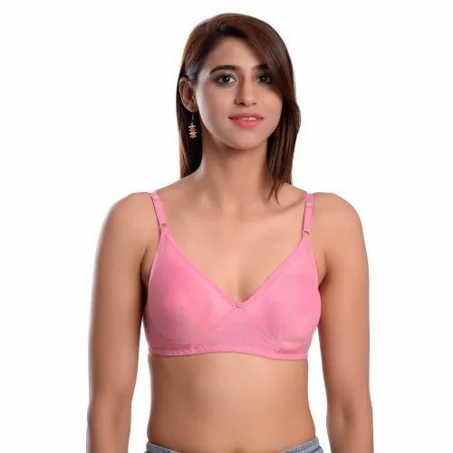 Women Pink Color Plain Cotton Bra