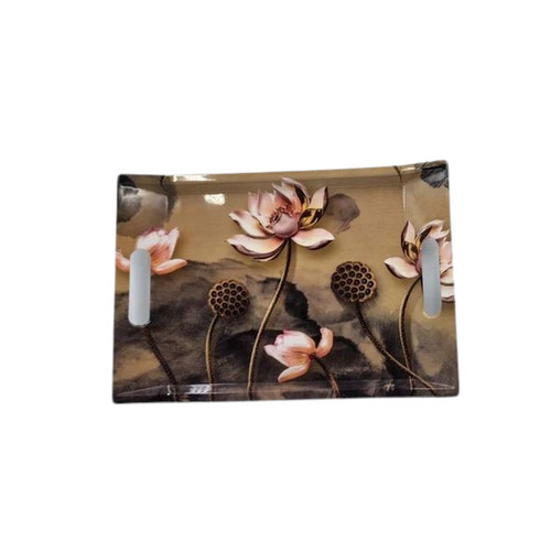 15.1 Inch Brown Floral Melamine Tray