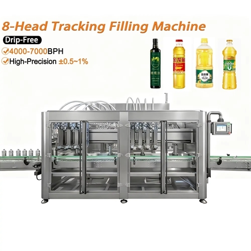 8-Head Tracking Filling Machine for Edible Oil & Viscous Liquids