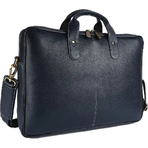 Black Unisex Leather Laptop Bag