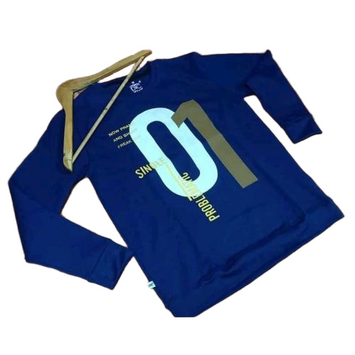 Full Sleeve T Shirts - Cotton, S-XXXL, Blue | Lightweight, Machine Stitched, Crease Resistant, Breathable