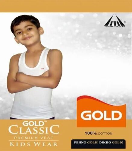 Kids Gold Classic White Cotton Vest