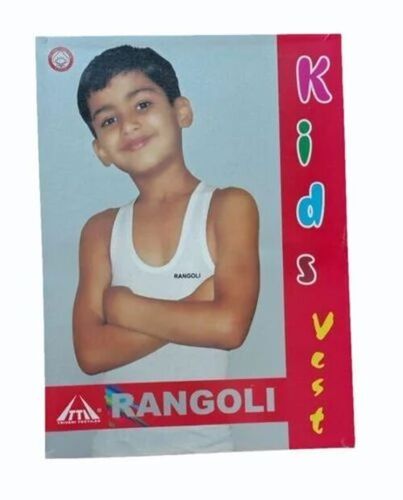 Kids Rangoli White Cotton Vest