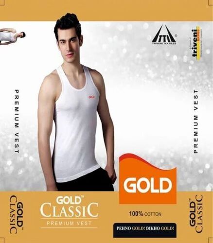 Men Gold Classic Cotton Vest