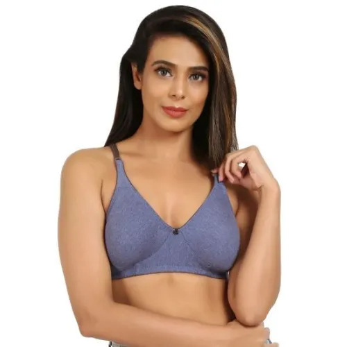 Gray Cotton Blend Non Padded T-Shirt Bra