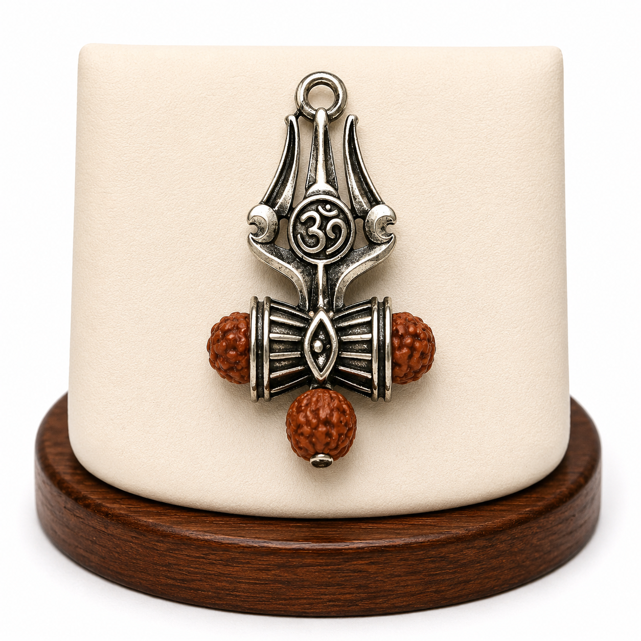 Om Trishul Damru Rudraksha With Silver Locket