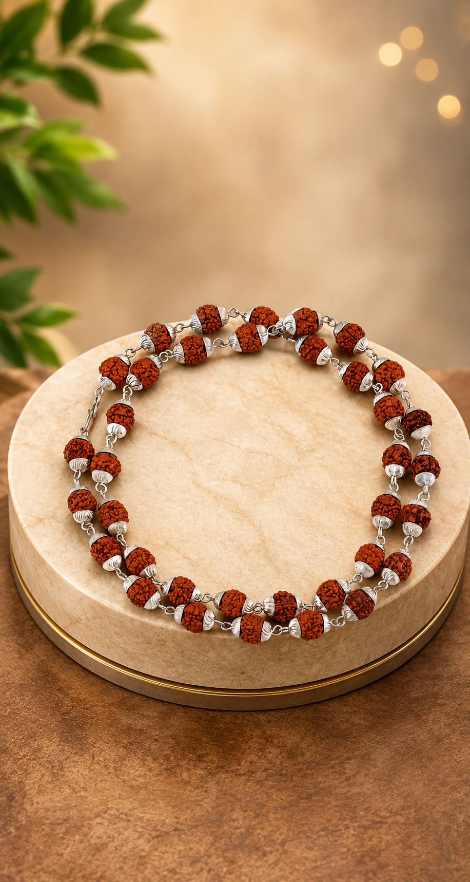 Panchmukhi Rudraksha Silver Mala