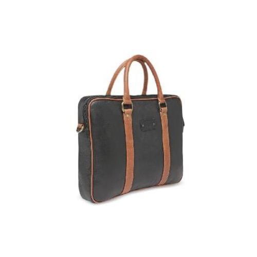 Colourblocked Leather Laptop Bag
