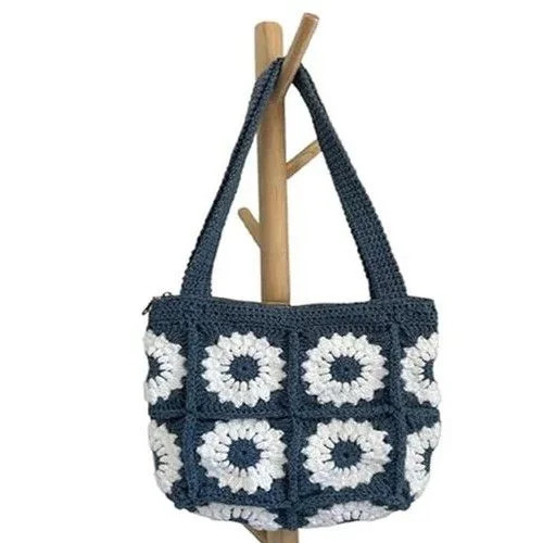 Embroidered Cotton Flower Pattern Crochet Handbags