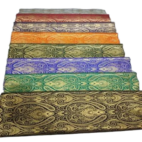 Handloom Brocade Silk Fabrics - 100% Silk, Multicolor, Embroidered | Light Weight, Soft Texture, Shrink-Resistant, Bright Shine