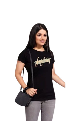 Ladies Printed Casual Wear T Shirt - Hosiery, S-XL, Black | Soft Comfortable Breathable Quick Dry Fit