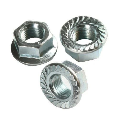 Silver Mild Steel Flange Nut