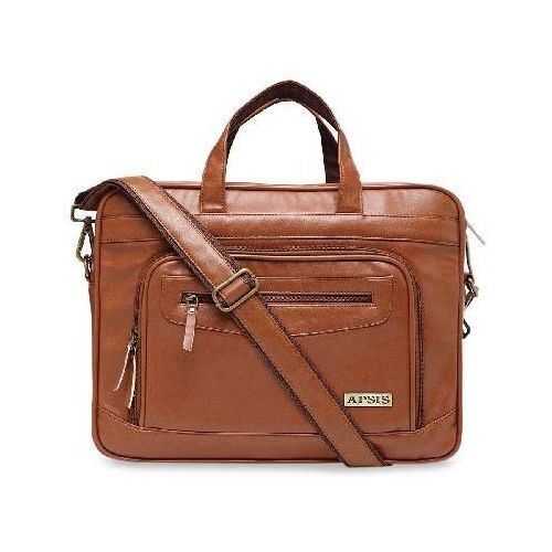 Unisex Tan Brown Solid Laptop Bag