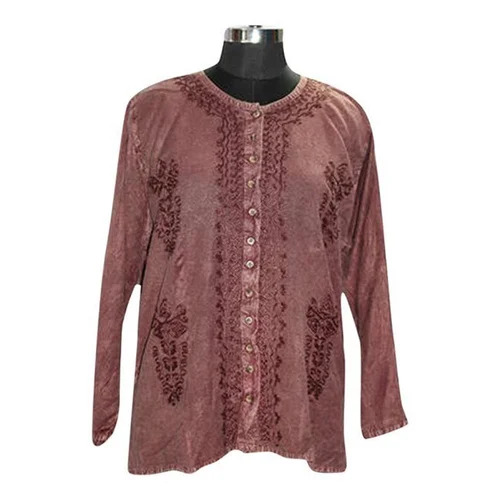 Women Tops - Rayon Fabric, Sizes S-XXXL, Wine Color | Embroidered Pattern, Lightweight, Elegant Fancy Design