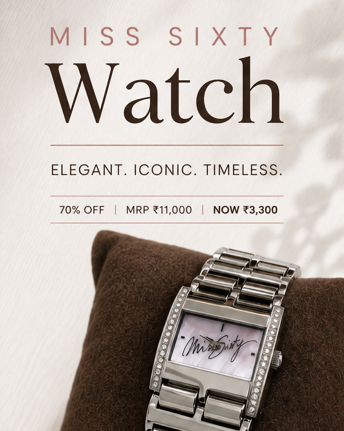 Womens Stainless Steel Crystal Watch