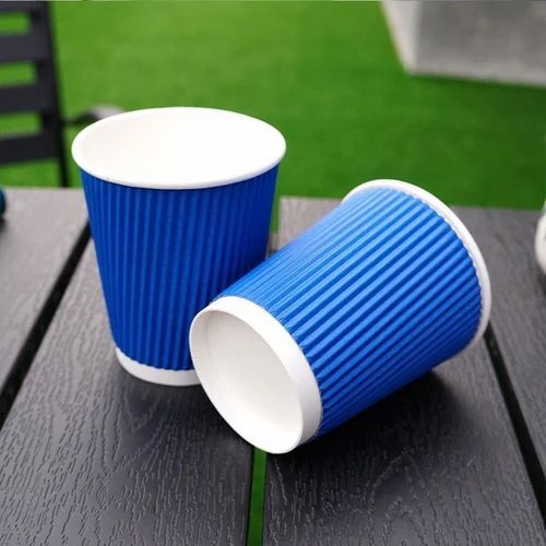 Blue Disposable Ripple Paper Cup