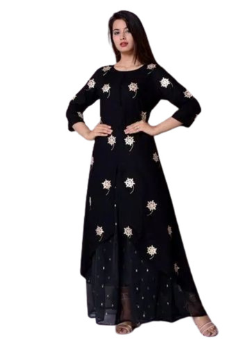 Cotton Round Neck Embroidered Kurti