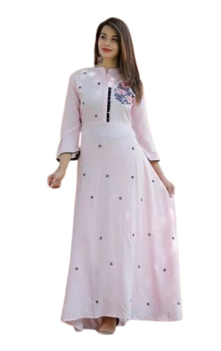 Light Pink Embroidered Party Wear Kurti