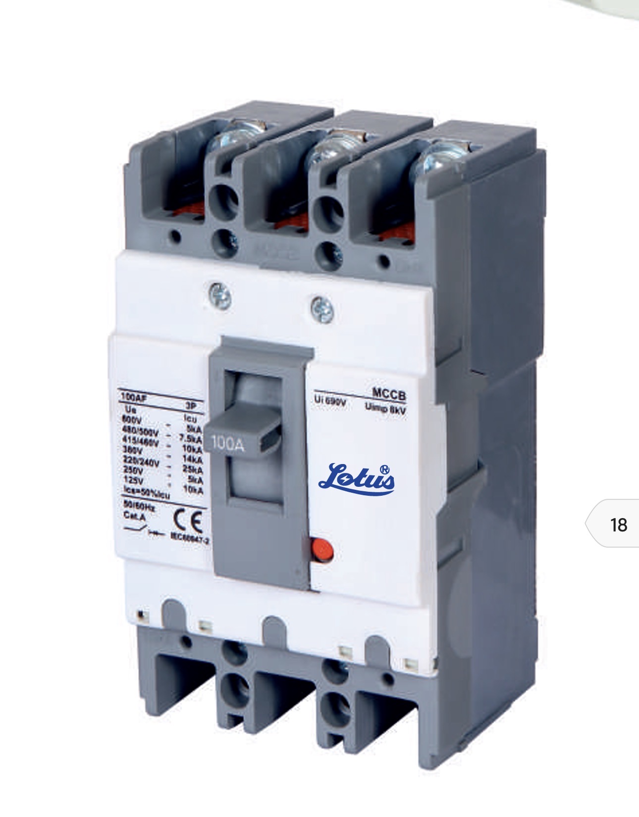 Lotus Mccb(Moulded Case Circuit Breaker) 200 Tp - Color: White