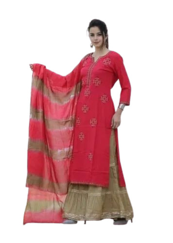 Pink Embroidered Party Wear Kurti
