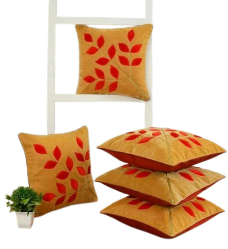 Yellow And Maroon Velvet Cushion Cover