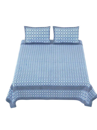 Blue Base King Size Cotton Bedsheet