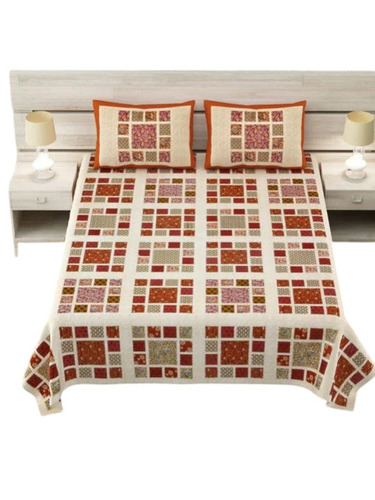 Brown Base Printed King Size Cotton Bedsheet