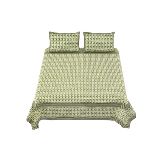 Green Base King Size Cotton Bedsheet