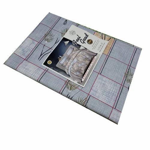 Grey Floral Printed Cotton Double Bed Sheet