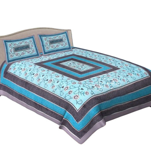 Jaipurbedsheetwala Blue Printed Cotton Bedsheeet