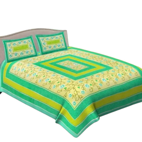 Jaipurbedsheetwala Green Printed Cotton Bedsheeet