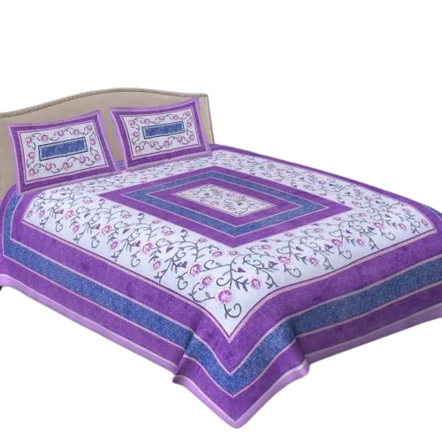 Jaipurbedsheetwala Purple Printed Cotton Bedsheeet