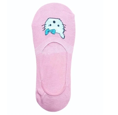 Ladies Pink Cotton Lycra Loafer Socks