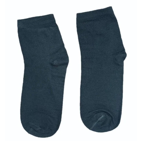 Men Plain Black Cotton Ankle Socks
