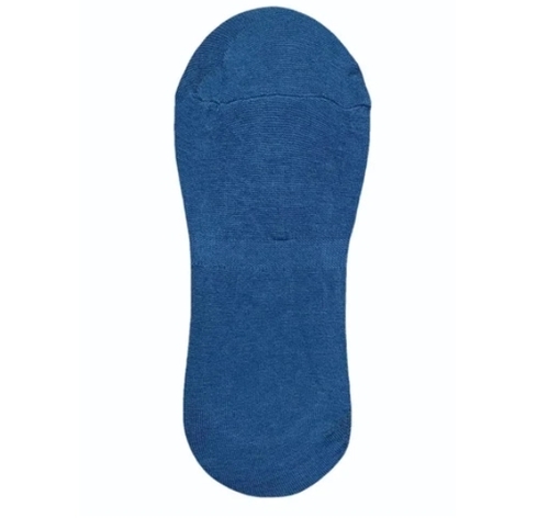 Men Plain Blue Cotton Loafer Socks