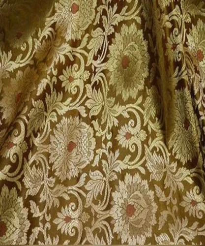 Pure Silk Brocade Fabrics - Silk, Multicolor, Machine Made | Anti-Wrinkle, Light Weight, Shrink-Resistant, Soft Texture