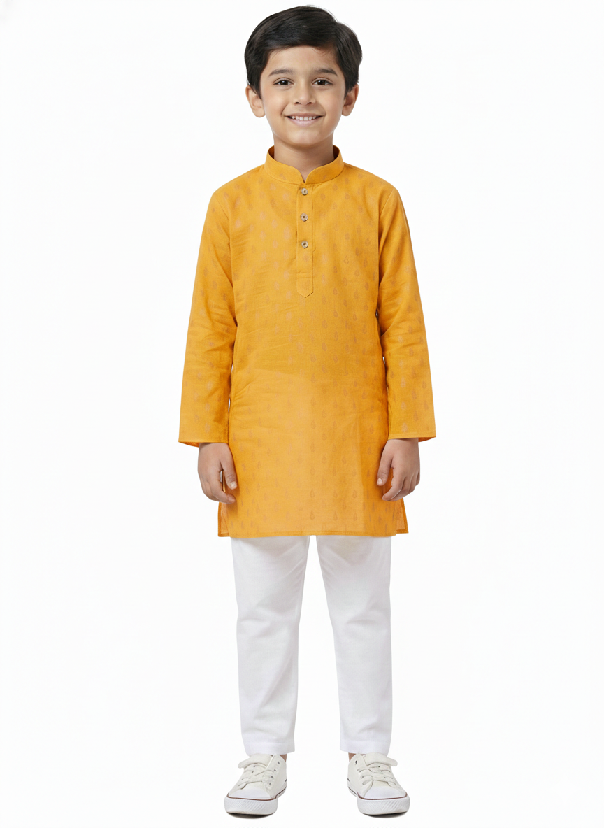 Boys Kurta Pajama - Color: Yellow And White