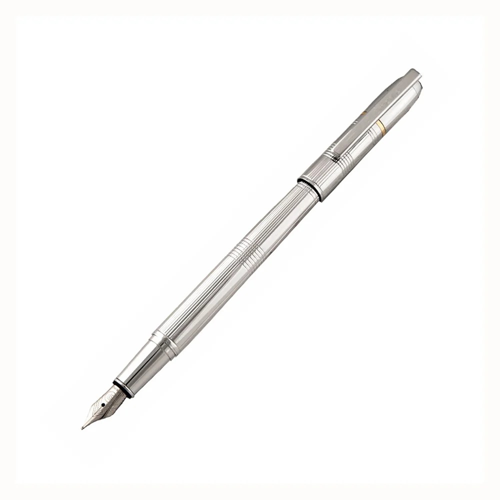 Emonte Dargent Chrome With Chrome Trim Fountain Pen Medium Nib - Body Material: Metal