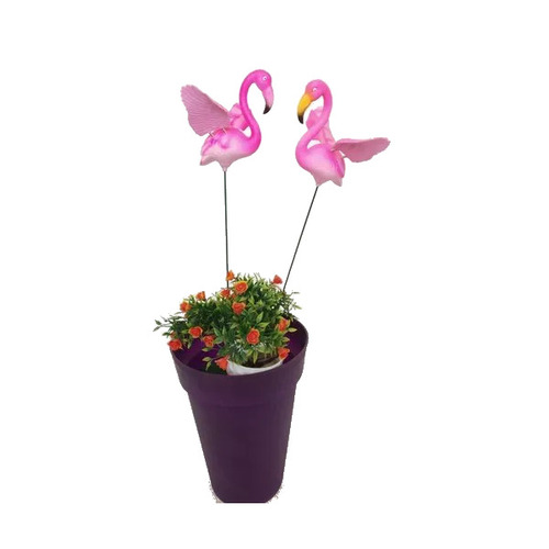 Flamingo Plastic Garden Stakes With Metal Sticks Plants