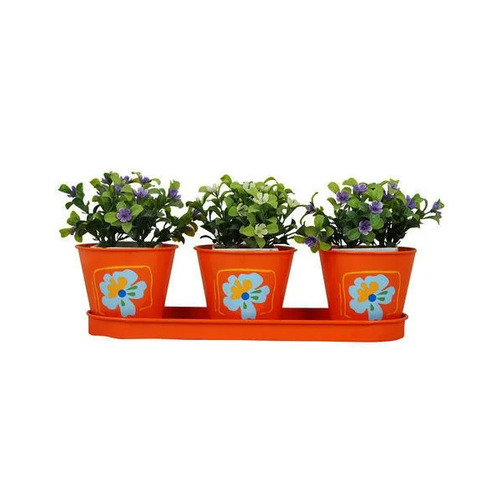 Herb Metal Planters With 3 Pots And a Tray