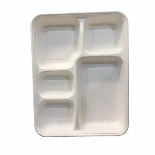 Sugarcane Bagasse 5 Compartment Plate