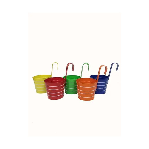Wonderland Metal Ribbed Railing Planters With Handles