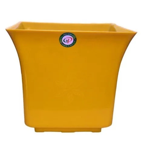 Yellow Square Plastic Flower Pot