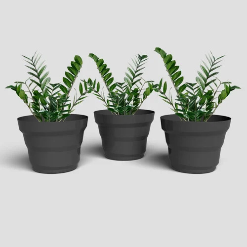 10 Inch Shera Ring Grey Plastic Flower Pot Sets