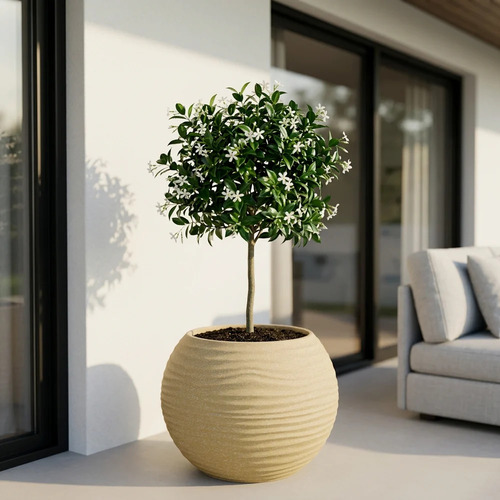 16 Inch FOX B WSPHR Beige FRP Round Planter