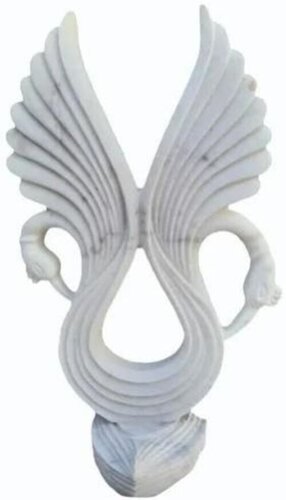 3 Feet White Marble Swan Statue