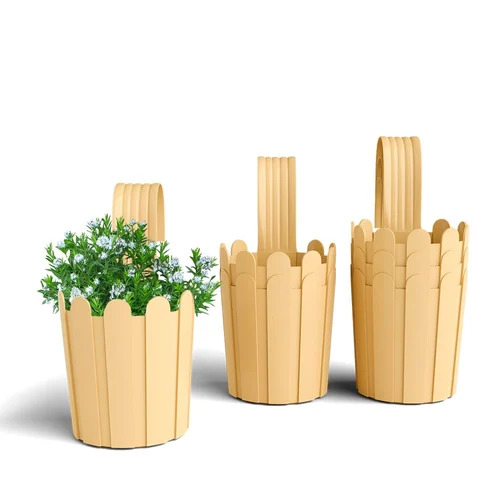 6 Inch Shera Fence WRL Beige Railing Hanging Flower Pot