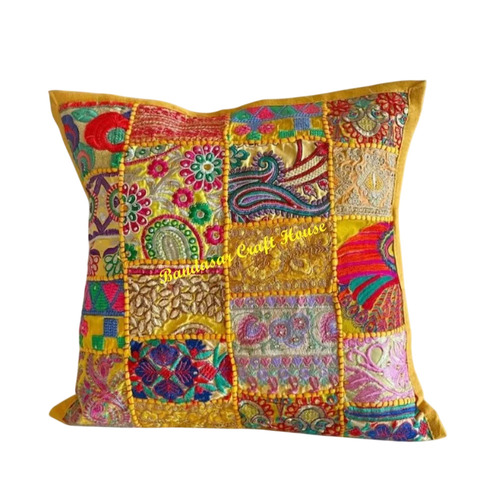 Cotton Vintage Sari Patchwork Cushion Covers
