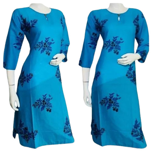 Ladies Blue Color Cotton Kurtis